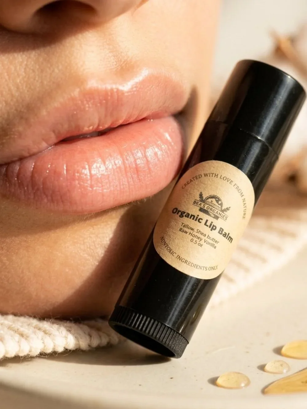 3-Pack Organic Tallow Lip Balm | Grass-Fed Beef Tallow, Raw Honey & Shea Butter